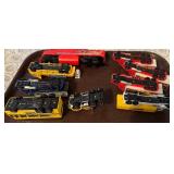 Collection of 9 Die-Cast Toy Train and Trucks Assorted Brands