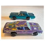 Pair of Vintage Redline Hot Wheels: Custom Barracuda Purple & Custom Continental Mark 3 Blue