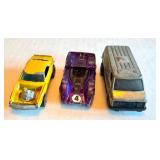 Set of 3 Vintage Hot Wheels Redline Diecast Cars: Super Van, Heavy Chevy, McLaren