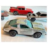 Set of 6 Vintage Redline Hot Wheels Cars including Custom Barracuda, Chevy Monza, Boss Hoss, Ford J Car