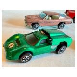 Set of 6 Vintage Redline Hot Wheels Cars including Custom Barracuda, Chevy Monza, Boss Hoss, Ford J Car