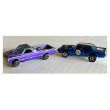Vintage Hot Wheels Redlines Custom Fleetside Purple and TNT Bird Diecast Cars