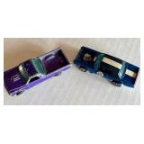 Vintage Hot Wheels Redlines Custom Fleetside Purple and TNT Bird Diecast Cars
