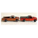 Pair of Vintage Hot Wheels Redlines Custom Fleetside Die-Cast Trucks