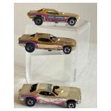 Lot of 3 Vintage Hot Wheels Redlines Gold Hemi Hauler Top Eliminator Cars