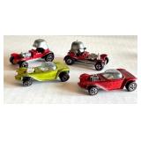 Set of 4 Vintage Hot Wheels Redlines: 2 Red Baron and 2 Beatnik Bandit Cars