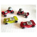 Set of 4 Vintage Hot Wheels Redlines: 2 Red Baron and 2 Beatnik Bandit Cars