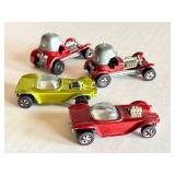 Set of 4 Vintage Hot Wheels Redlines: 2 Red Baron and 2 Beatnik Bandit Cars