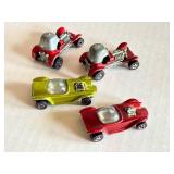 Set of 4 Vintage Hot Wheels Redlines: 2 Red Baron and 2 Beatnik Bandit Cars