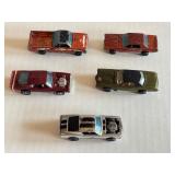 Lot of 5 Vintage Hot Wheels Redline Cars Including Custom Cougar, King Kuda, Fleetside and Boss Hoss
