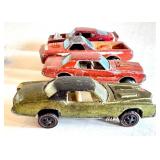 Lot of 5 Vintage Hot Wheels Redline Cars Including Custom Cougar, King Kuda, Fleetside and Boss Hoss