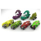 Lot of 7 1990s Animal Themed Hot Wheels Cars including Hot Wheels Rodzilla and Hot Wheels Double Demon