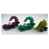 Lot of 7 1990s Animal Themed Hot Wheels Cars including Hot Wheels Rodzilla and Hot Wheels Double Demon