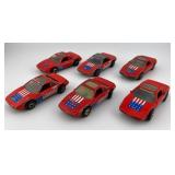 Lot of 8 Hot Wheels Diecast Cars - Red American Flag and Green Glitter Variants