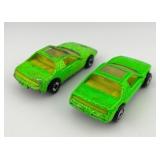 Lot of 8 Hot Wheels Diecast Cars - Red American Flag and Green Glitter Variants