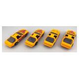 Set of 4 Vintage Hot Wheels Die-Cast Cars Yellow with Purple and Pink Graphics