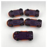 Set of 5 Hot Wheels Orange and Blue Die-Cast Toy Cars