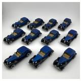 Set of 12 Hot Wheels Blue Mercedes-Benz 540K Cars in Vintage Collector Case