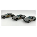 Set of 3 Vintage Hot Wheels Die-Cast Cars Grey with Flame Decals