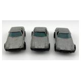 Set of 3 Vintage Hot Wheels Die-Cast Cars Grey with Flame Decals