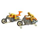 Set of 2 Vintage Hot Wheels Rrrumblers Motorcycles with High Trailer