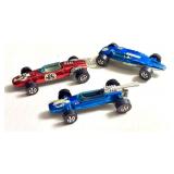 Set of 3 Vintage Redlines Hot Wheels Cars: Brabham Repco F1, Indy Eagle, Shelby Turbine