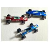 Set of 3 Vintage Redlines Hot Wheels Cars: Brabham Repco F1, Indy Eagle, Shelby Turbine