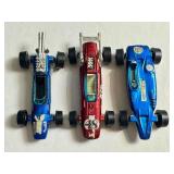 Set of 3 Vintage Redlines Hot Wheels Cars: Brabham Repco F1, Indy Eagle, Shelby Turbine