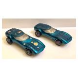 Pair of Vintage Hot Wheels Torero Redline Cars in Metallic Blue
