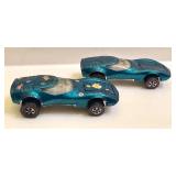 Pair of Vintage Hot Wheels Torero Redline Cars in Metallic Blue