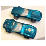 Pair of Vintage Hot Wheels Torero Redline Cars in Metallic Blue