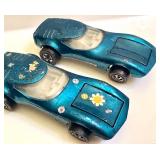 Pair of Vintage Hot Wheels Torero Redline Cars in Metallic Blue