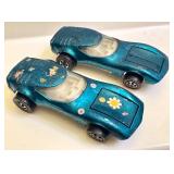 Pair of Vintage Hot Wheels Torero Redline Cars in Metallic Blue