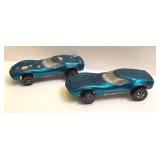 Pair of Vintage Hot Wheels Torero Redline Cars in Metallic Blue