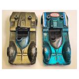 Set of 2 Vintage Red Lines Hot Wheels Chaparral Cars, Metallic Green & Metallic Aqua