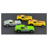 Set of 4 Vintage Hot Wheels Show Hoss II Diecast Cars, Varying Wear