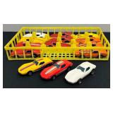 Set of 14 Vintage 1975 Hot Wheels Corvette Stingray Diecast Cars with Storage Tray