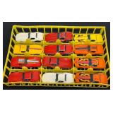 Set of 14 Vintage 1975 Hot Wheels Corvette Stingray Diecast Cars with Storage Tray