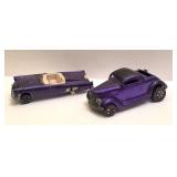 2 Vintage Hot Wheels Redlines Cars: Classic Ford Coupe and 57 T-Bird Purple