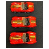 Set of 3 Vintage Hot Wheels 1982 Cobra Cars with Red and Yellow Stripes