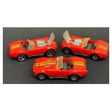 Set of 3 Vintage Hot Wheels 1982 Cobra Cars with Red and Yellow Stripes