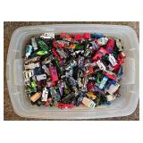 LR - Large Collection of Loose Used Hot Wheels Cars in Storage Bin