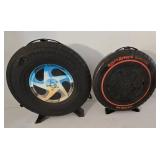 LR - Set of 5 Hot Wheels Tire-Shaped Carrying Cases and Revolving Car Dispenser