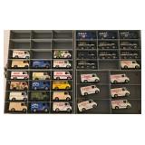 DR - Collection of 28 Vintage Diecast Vans and Sheriff SWAT Cars with Collector Case