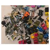 DR - Collection of Mini Die-Cast Cars, Trucks, and Planes in Storage Tin