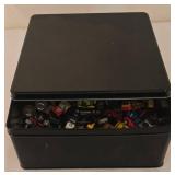 DR - Collection of Mini Die-Cast Cars, Trucks, and Planes in Storage Tin
