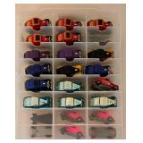 K - Pair of 2-Sided 48-Car Diecast Car Storage Cases with Assorted Cars