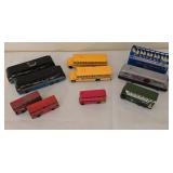 K - Collection of 9 Vintage Diecast Buses and Coaches Assorted Styles