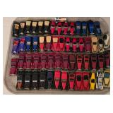 K - Collection of Hot Wheels Buses and Vehicles with Wooden Display Cabinet