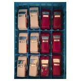 K - Lot of 3 Vintage 24-Car Carrying Cases with Assorted Die-Cast Toy Cars